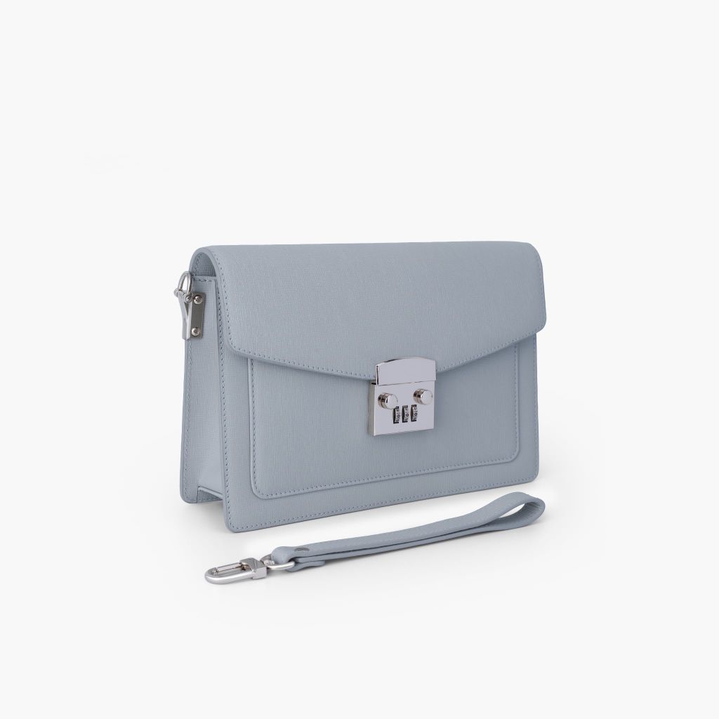 Túi cầm tay nam khóa số bảo mật dáng phong thư phong cách doanh nhân, clutch cầm tay da bò Saffiano, Taiga - NVB-101