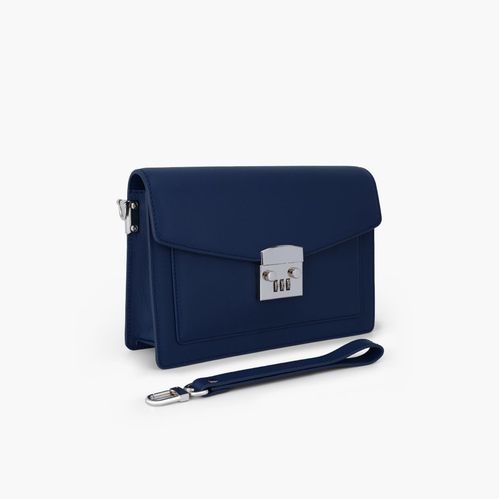 Túi cầm tay nam khóa số bảo mật dáng phong thư phong cách doanh nhân, clutch cầm tay da bò Saffiano, Taiga - NVB-101