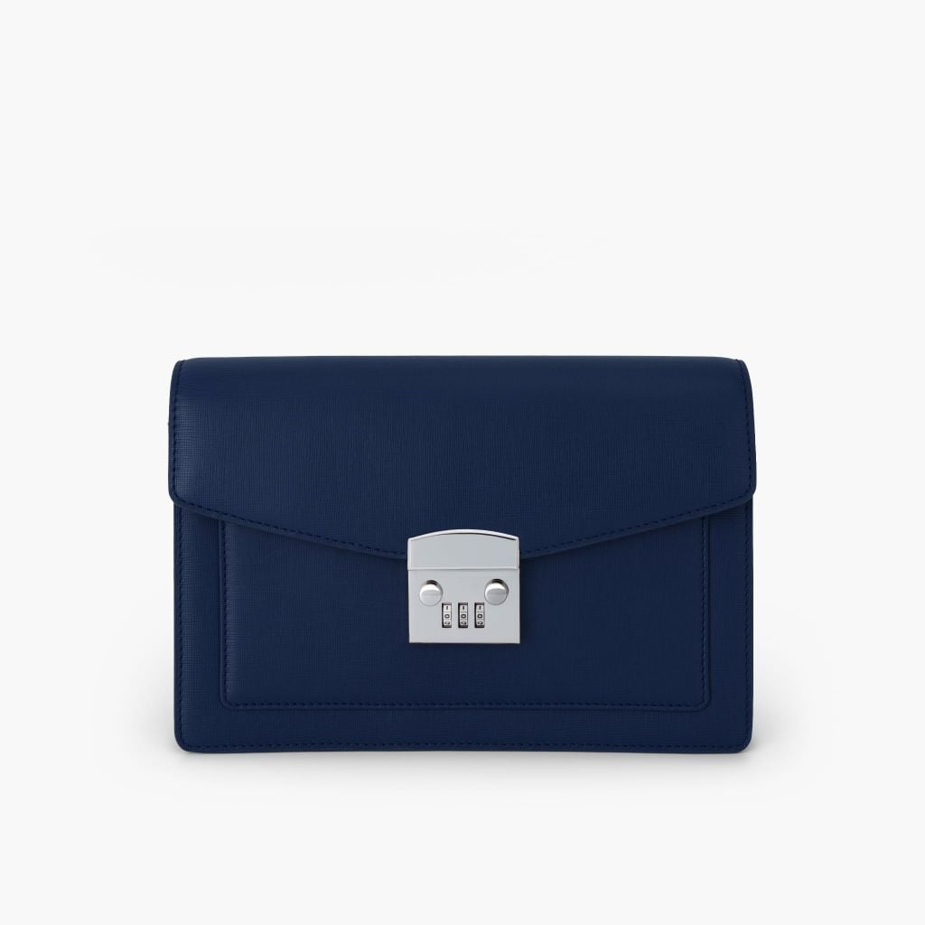 Túi cầm tay nam khóa số bảo mật dáng phong thư phong cách doanh nhân, clutch cầm tay da bò Saffiano, Taiga - NVB-101