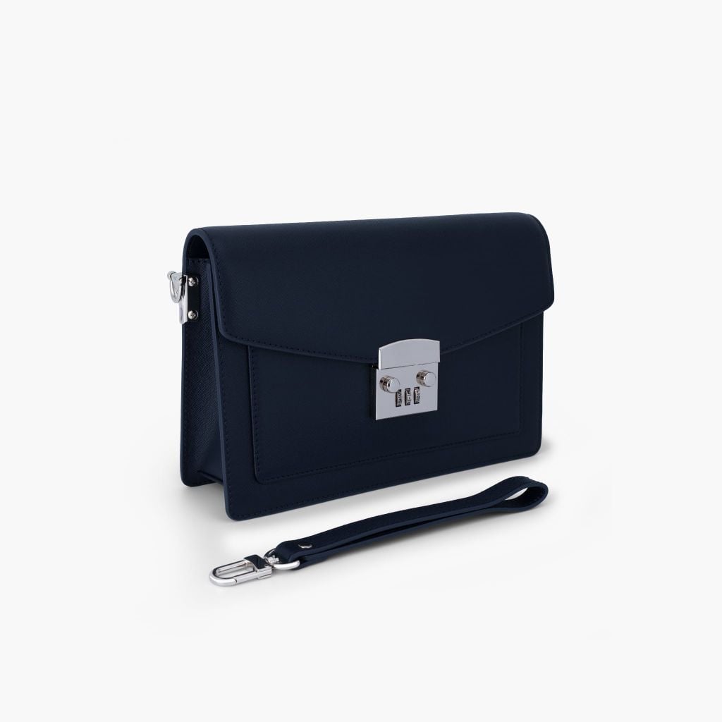 Túi cầm tay nam khóa số bảo mật dáng phong thư phong cách doanh nhân, clutch cầm tay da bò Saffiano, Taiga - NVB-101