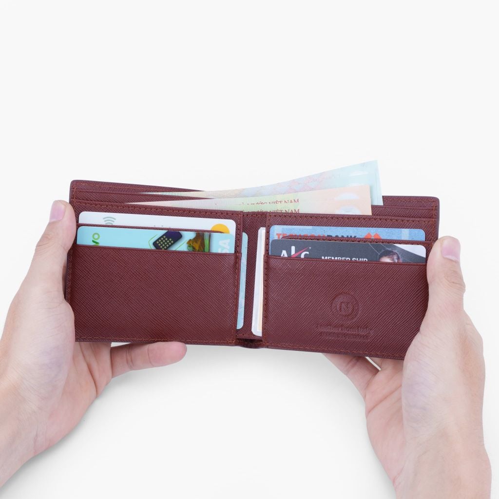 Ví da nam gập đôi da bò Saffiano Matrotto NHATLEATHER - Ví da nam dáng truyền thống cao cấp - NVN-073
