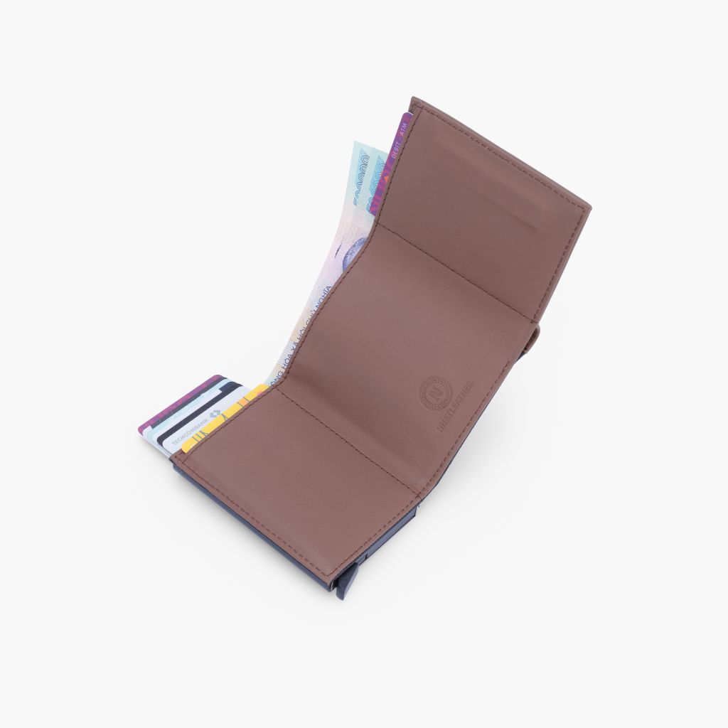 Ví da đựng thẻ NHATLEATHER - Ví hộp thẻ dáng đứng gập ba - NVN-088