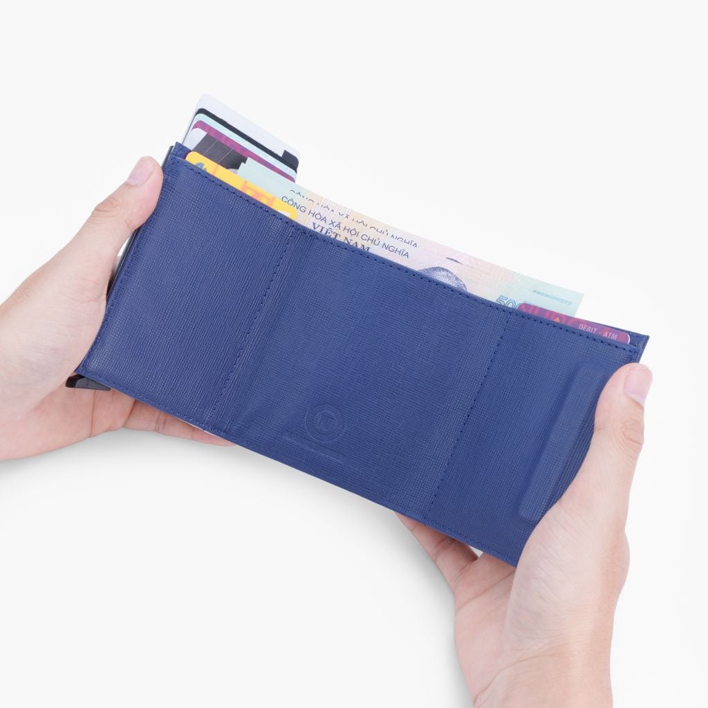 Ví da đựng thẻ NHATLEATHER - Ví hộp thẻ dáng đứng gập ba - NVN-088