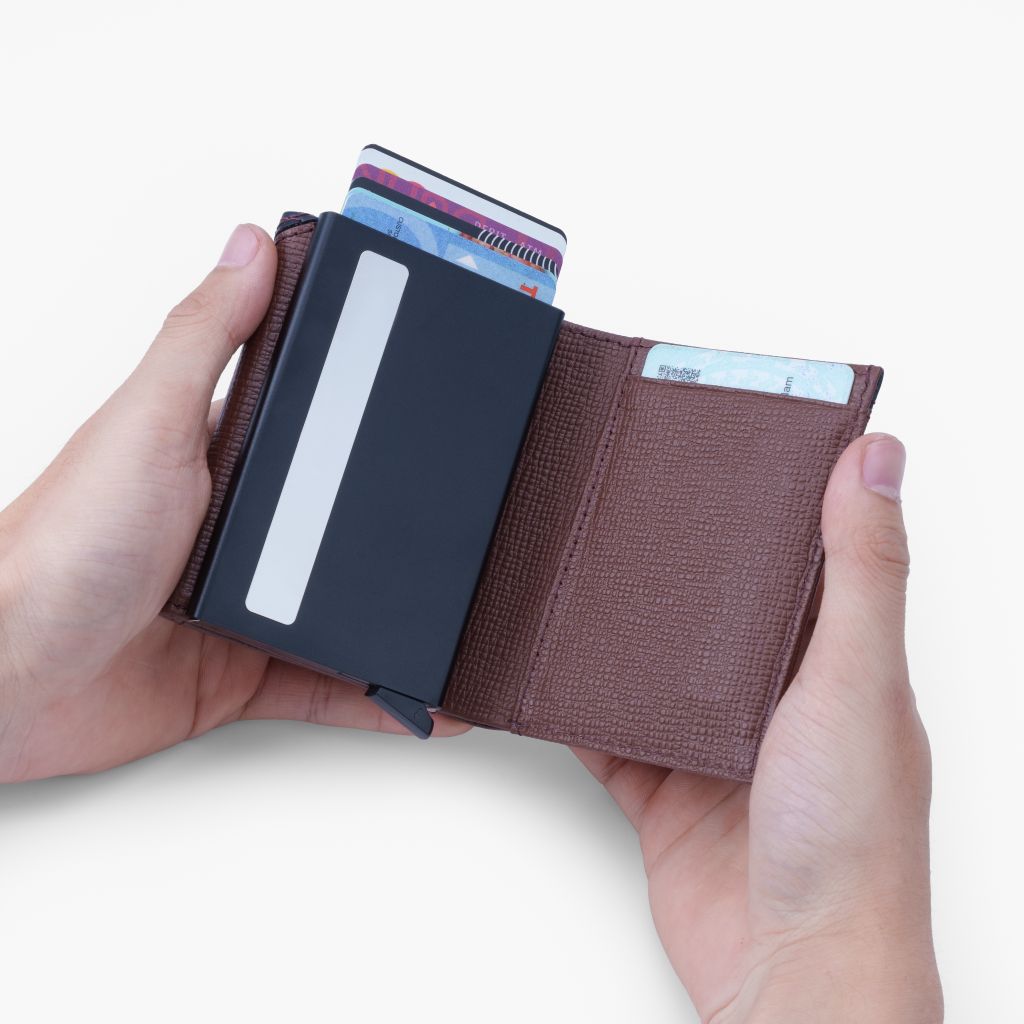Ví da đựng thẻ NHATLEATHER - Ví hộp thẻ dáng đứng gập đôi - NVN-089