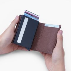 Ví da đựng thẻ NHATLEATHER - Ví hộp thẻ dáng đứng gập đôi - NVN-089