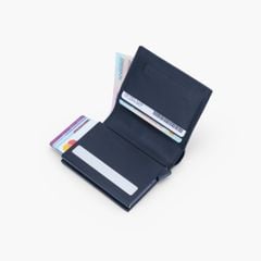 Ví da mini hộp thẻ dáng đứng gập đôi phối sọc chéo có công nghệ bảo mật RFID NVN-092