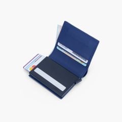 Ví da mini hộp thẻ dáng đứng gập đôi phối sọc chéo có công nghệ bảo mật RFID NVN-092