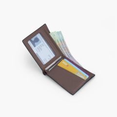 Ví nam dáng ngang gập đôi truyền thống da bò Nappa, Mill thiết kế tinh gọn NVN-110