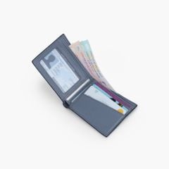 Ví nam dáng ngang gập đôi truyền thống da bò Nappa, Mill thiết kế tinh gọn NVN-110