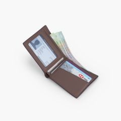 Ví nam dáng ngang gập đôi truyền thống da bò Nappa, Mill thiết kế tinh gọn NVN-110