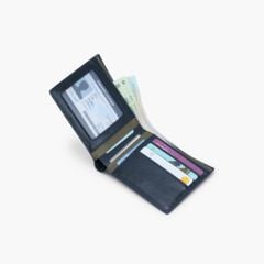 Ví nam dáng ngang gập đôi truyền thống da bò Nappa, Mill, Epsom, Saffiano có ngăn khóa kéo NVN-107