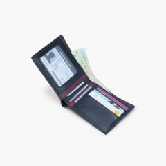 Ví nam dáng ngang gập đôi truyền thống da bò Nappa, Mill, Epsom, Saffiano có ngăn khóa kéo NVN-107