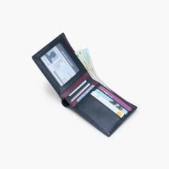 Ví nam dáng ngang gập đôi truyền thống da bò Nappa, Mill, Epsom, Saffiano có ngăn khóa kéo NVN-107