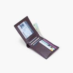 Ví nam dáng ngang gập đôi truyền thống da bò Nappa, Mill, Epsom, Saffiano có ngăn khóa kéo NVN-107