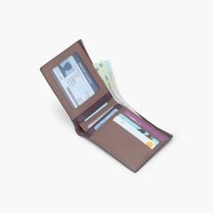 Ví nam dáng ngang gập đôi truyền thống da bò Nappa, Mill, Epsom, Saffiano có ngăn khóa kéo NVN-107
