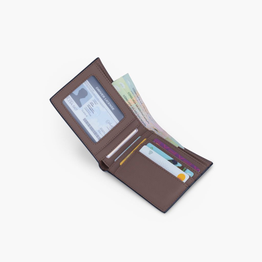 Ví nam dáng ngang truyền thống da bò Nappa, Mill thiết kế tinh gọn có nhiều ngăn NVN-111