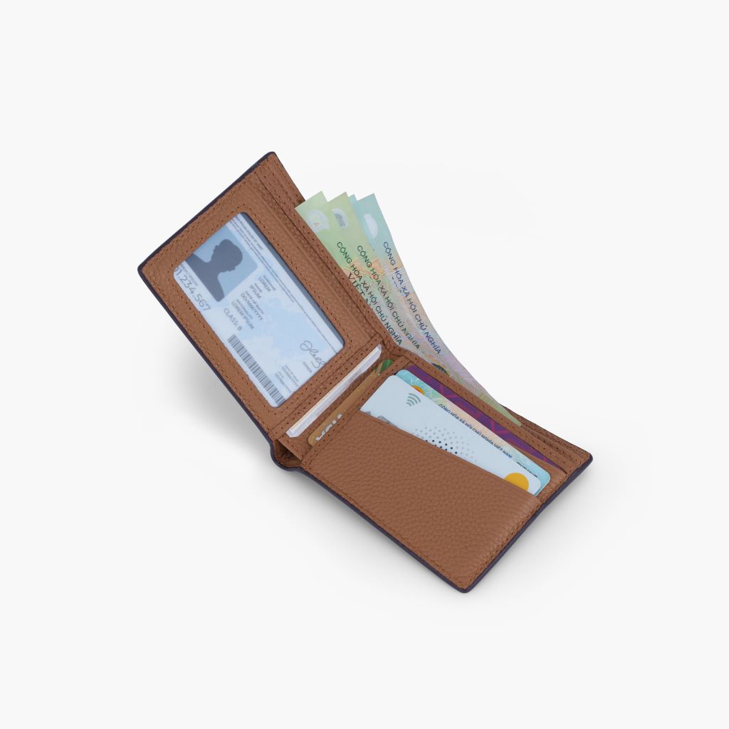 Ví nam dáng ngang truyền thống da bò Saffiano phối Togo NVN-117