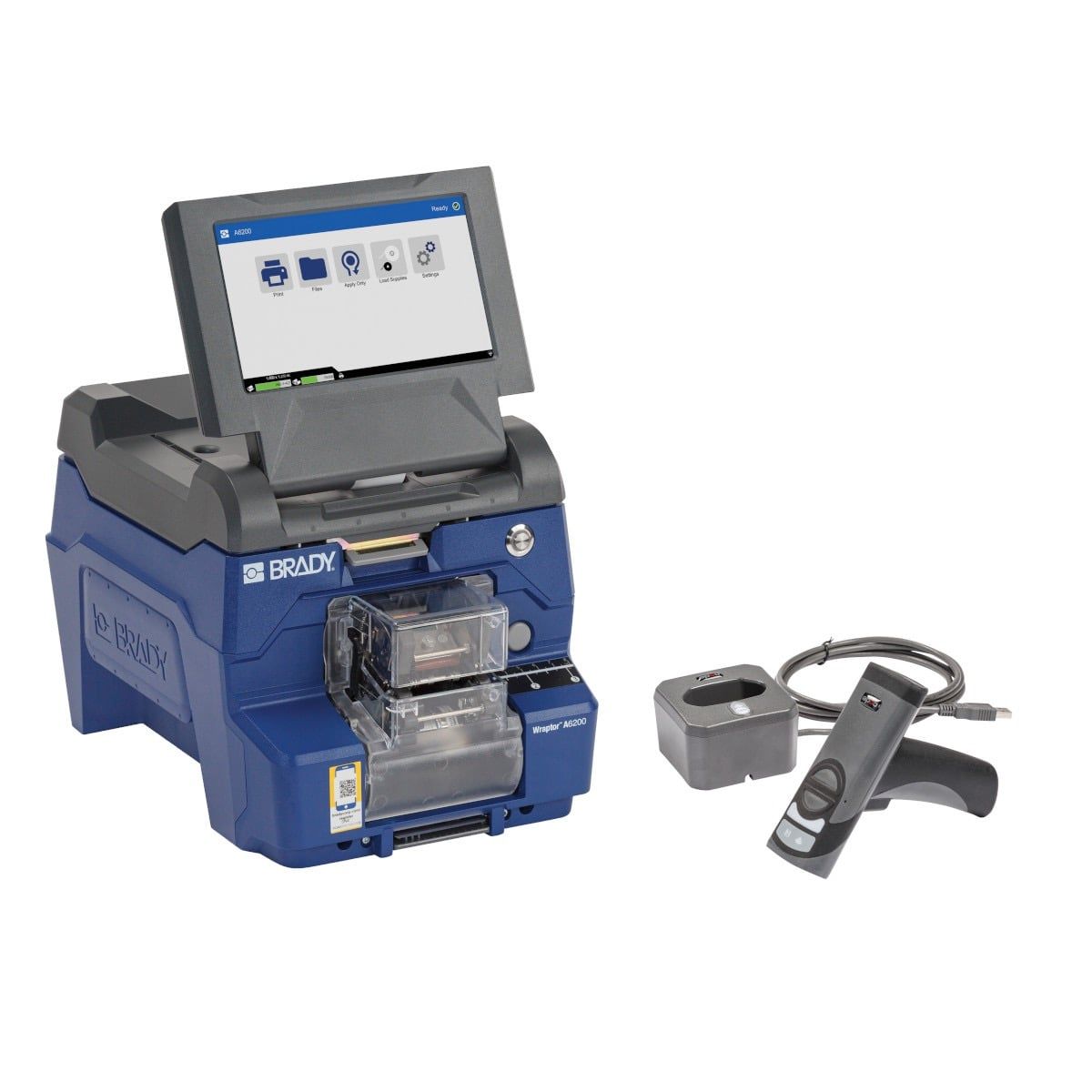  Brady 176707 – Hệ Thống In Và Dán Nhãn Dây Cáp Tự Động Wraptor A6200 Kèm Máy Quét Mã Vạch Công Nghiệp CR2700 