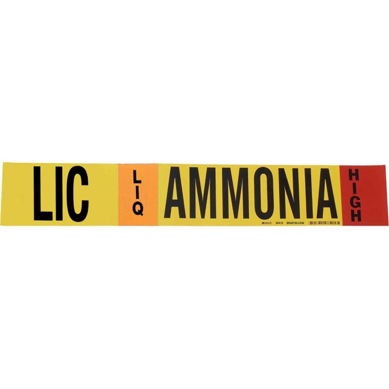  Brady LIC LIQ AMMONIA HIGH Pipe Marker – 90412 