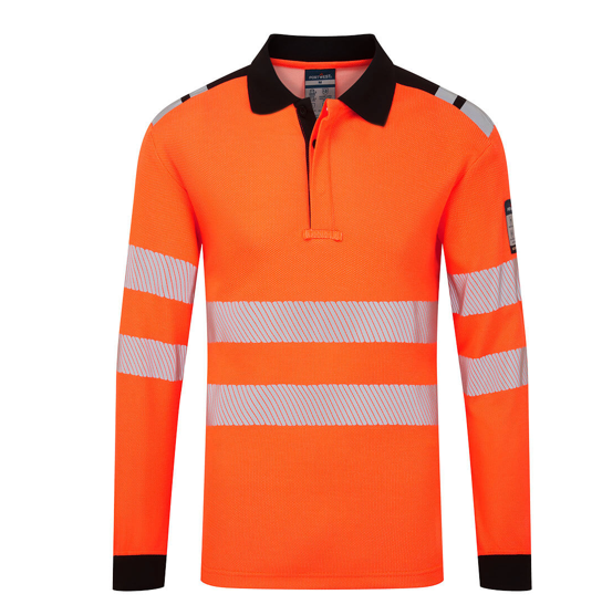  Áo polo dài tay chống cháy phản quang Portwest FR734 PW3 Modaflame Knit HVO FR Long Sleeve Polo Shirt 