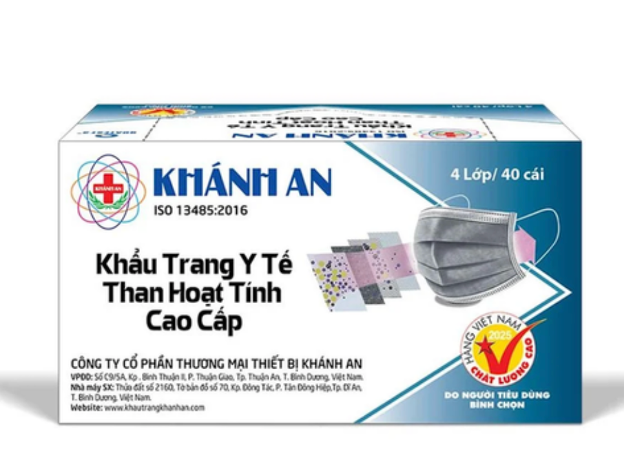  Khẩu Trang Y Tế Than Hoạt Tính Khánh An KA-CARBON-8P Màu Xám – PPE 