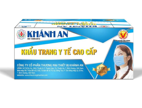  Khẩu Trang Y Tế Cao Cấp 2 Lớp Khánh An KA-MED-2L-50P Màu Xanh Dương – PPE 