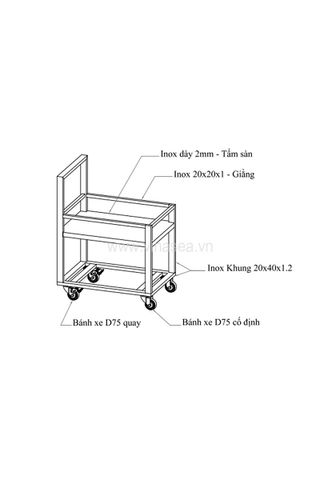 Chân đẩy inox có bánh xe