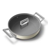  Chảo sâu lòng chống dính 28cm có nắp màu kem hiệu Smeg, Model DPF2812CRM 