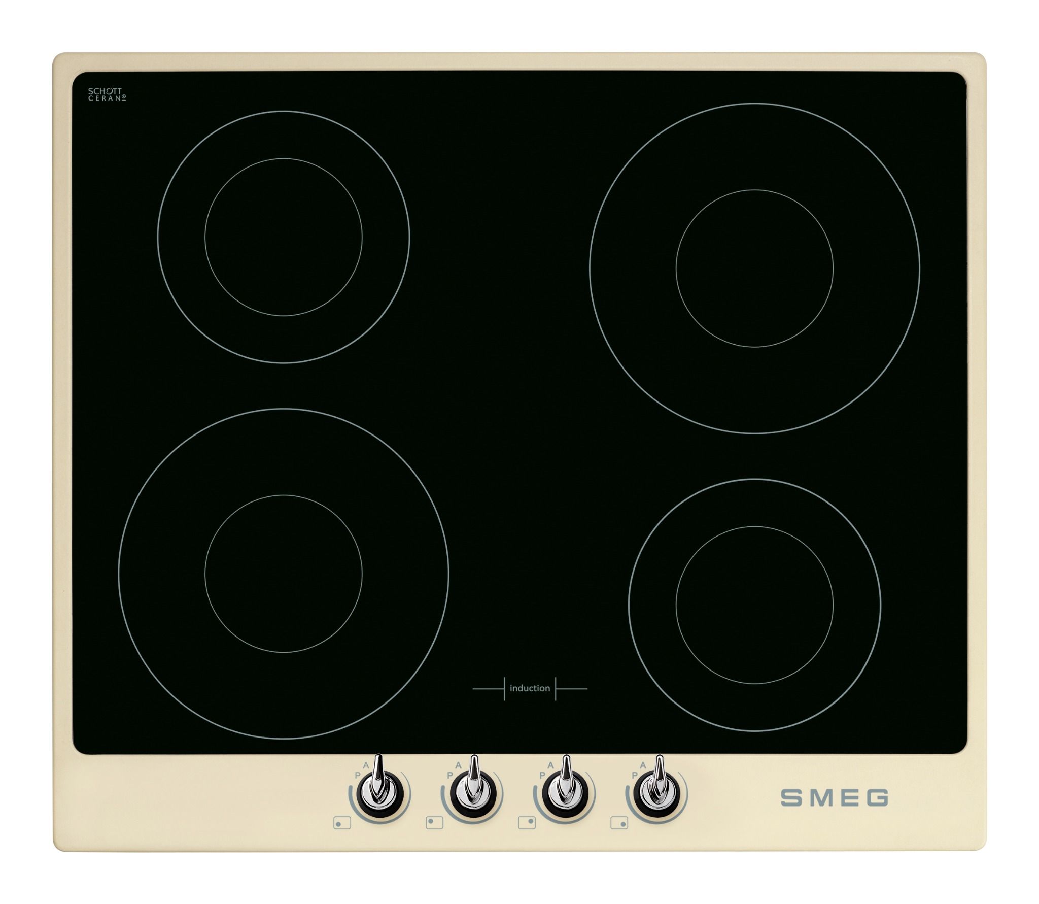  Bếp điện từ hiệu Smeg 4 vùng nấu, Model SI964PM, màu kem Victoria 