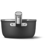  Quánh nồi chống dính 20cm có nắp màu đen hiệu Smeg, Model SPF2012BLM 