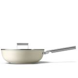  Chảo xào cán dài chống dính 30cm không nắp màu kem hiệu Smeg, Model WOF3002CRM 