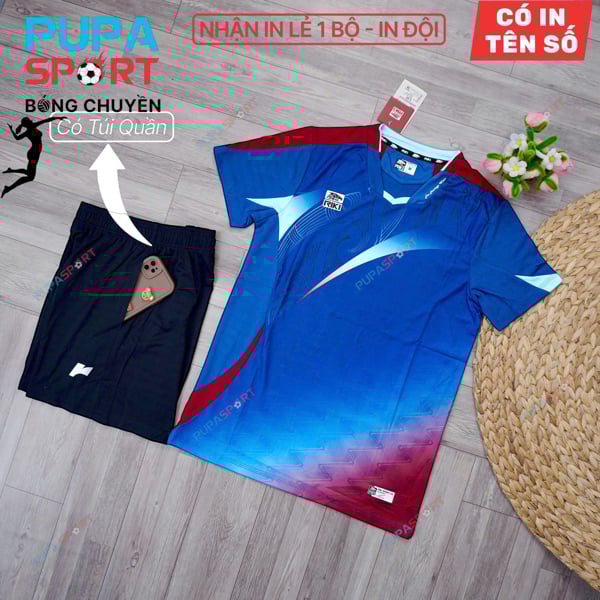 RIKI - ÁO BÓNG CHUYỀN LAI ( NAM ) - XANH CỔ VỊT