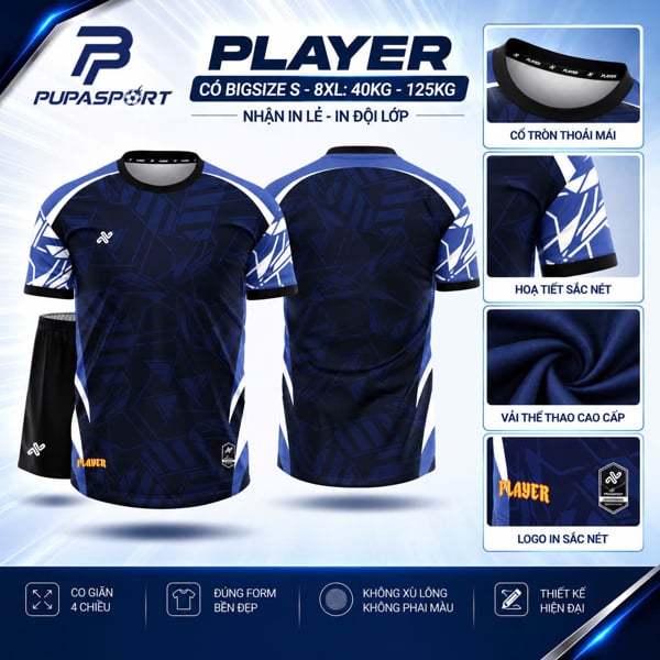 AMAC - BỘ KHÔNG LOGO PLAYER - MÀU XANH NAVY
