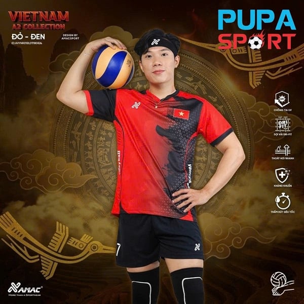 AMAC - BỘ BÓNG CHUYỀN - VLB VIỆT NAM A2 ( NAM ) - MÀU ĐỎ ĐEN