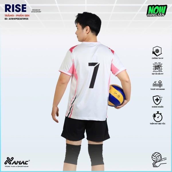 AMAC - BỘ BÓNG CHUYỀN - RISE ( NAM ) - MÀU TRẮNG PHẤN SEN