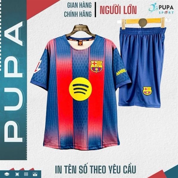 HD - CLB BARCA SÂN NHÀ 25/26 vải mè hàn - SỌC XANH ĐỎ 25/26