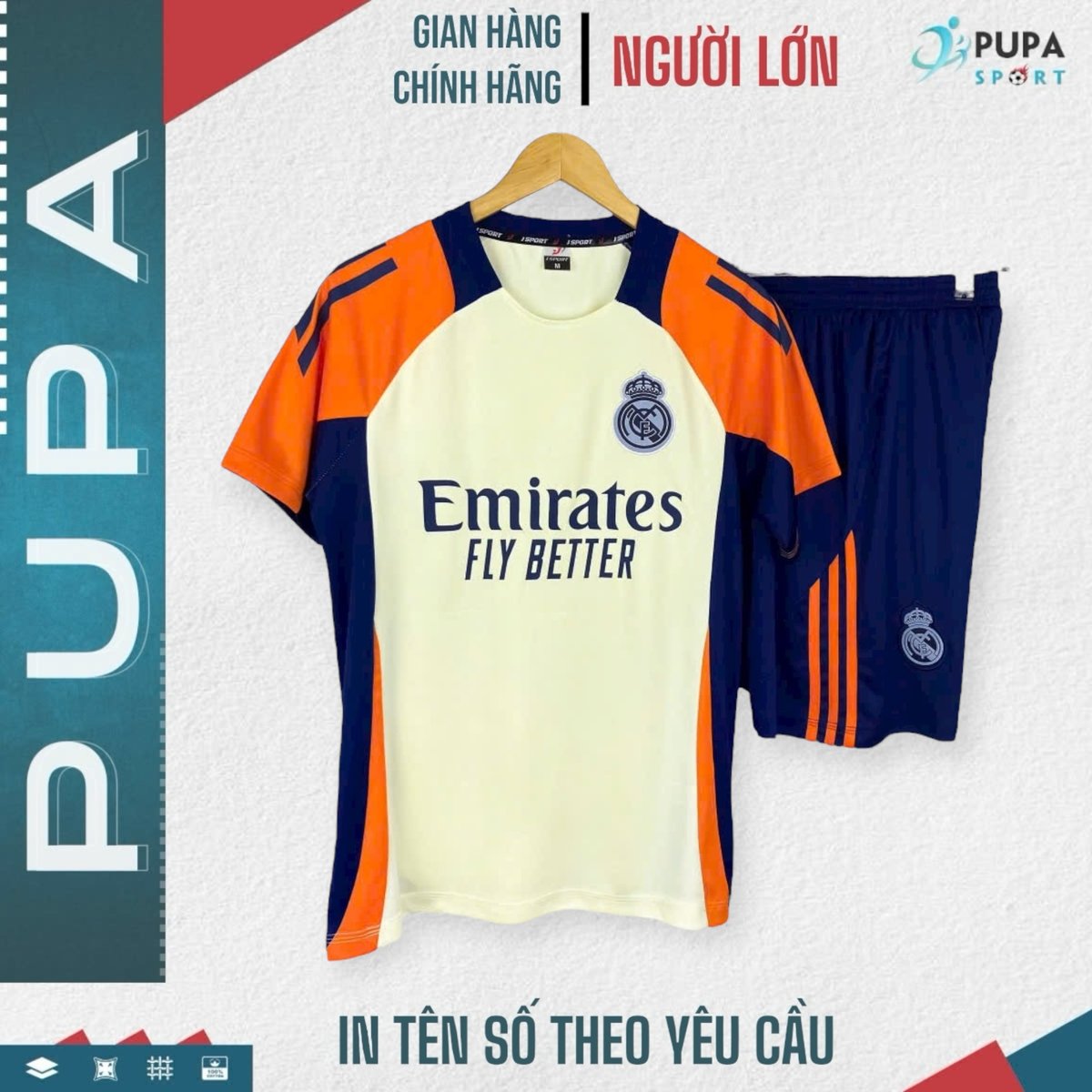 Áo Real Kem Viền Cam