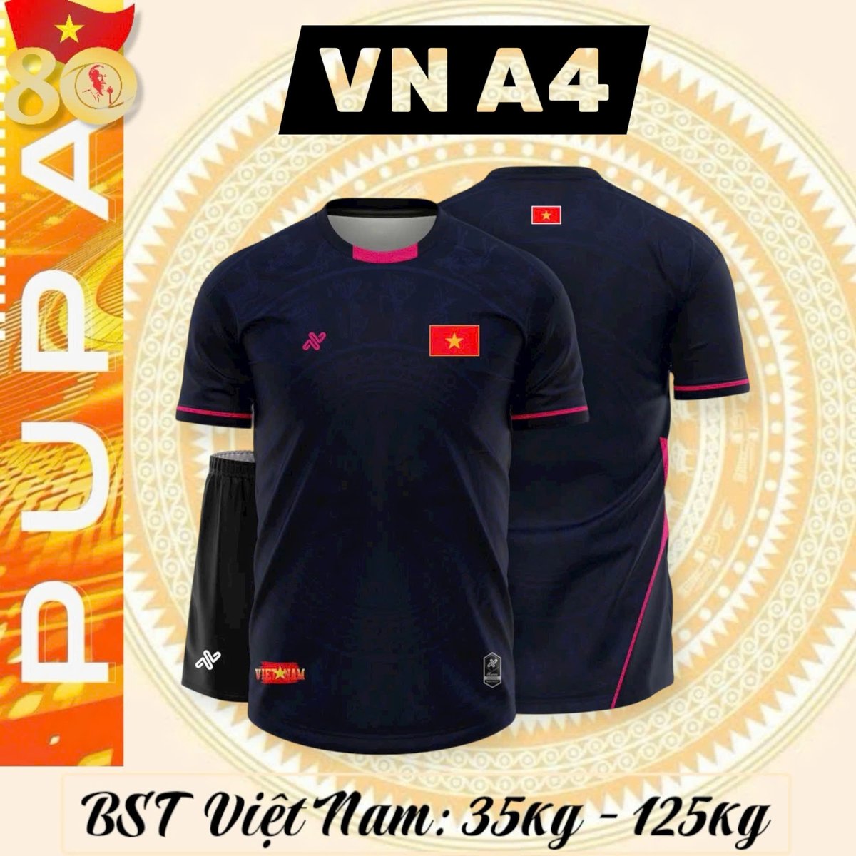 Bộ BIGSIZE Việt Nam A4 Xanh Đen