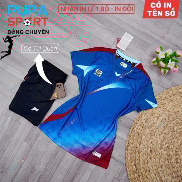 RIKI - ÁO BÓNG CHUYỀN LAI ( NỮ ) - XANH CỔ VỊT