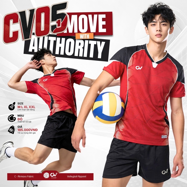 RIKI - BỘ BÓNG CHUYỀN CV05 ĐỎ ( NAM )