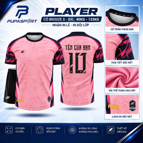 AMAC - BỘ KHÔNG LOGO PLAYER - MÀU HỒNG