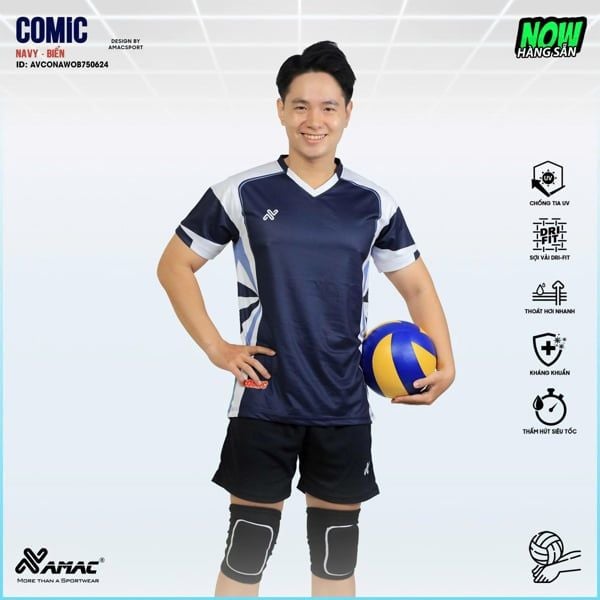 AMAC - BỘ BÓNG CHUYỀN - COMIC ( NAM ) - MÀU NAVY BIỂN