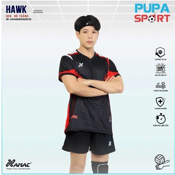 AMAC - BỘ BÓNG CHUYỀN - BC HAWK ( NAM ) - MÀU ĐỎ ĐEN