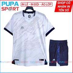 MIKAL RAVID - TRẮNG - Bộ áo bóng đá Không Logo thun mè cao cấp