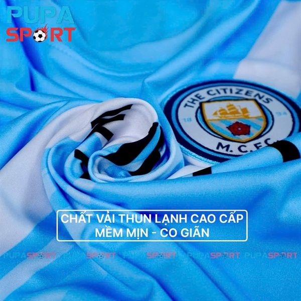 JP - CLB MAN CITY SÂN NHÀ 25/26 VẢI THUN LẠNH CAO CẤP - XANH SỌC TRẮNG