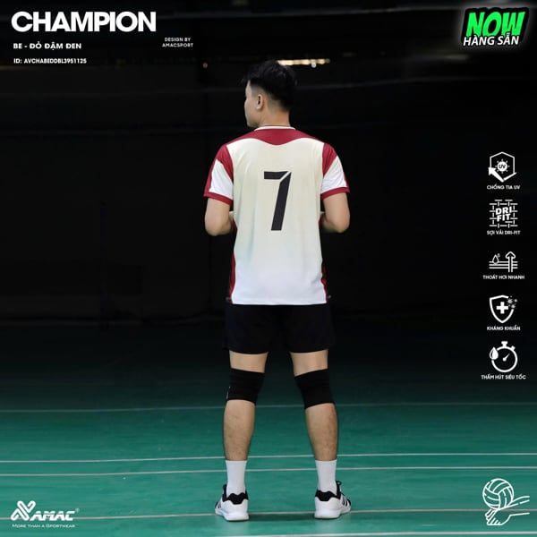 AMAC - BỘ BÓNG CHUYỀN - CHAMPION ( NAM ) - MÀU BE ĐỎ