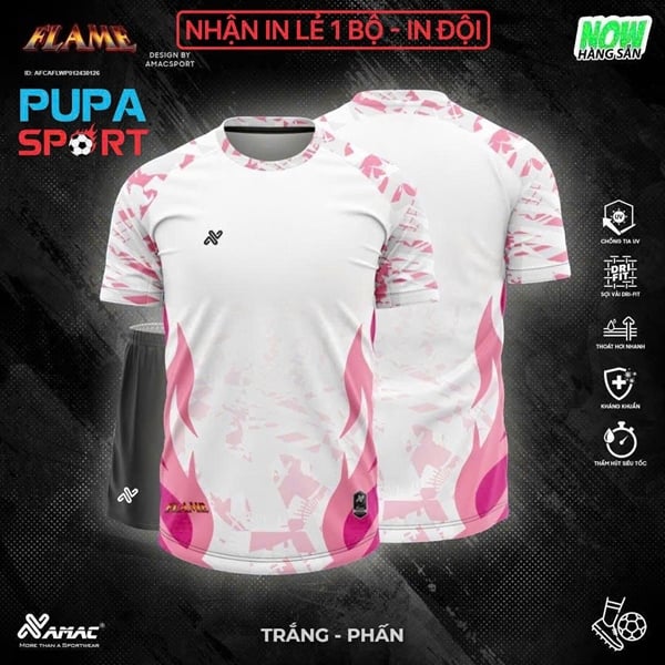 AMAC - BỘ KHÔNG LOGO FLAME - TRẮNG HỒNG PHẤN