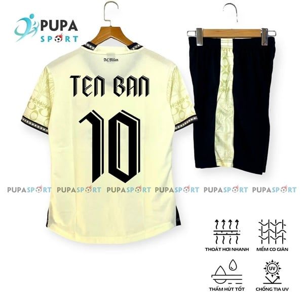 CLB AC MILAN 2024 vải mè Hàn HD - TRẮNG QUẦN ĐEN CÓ CỔ