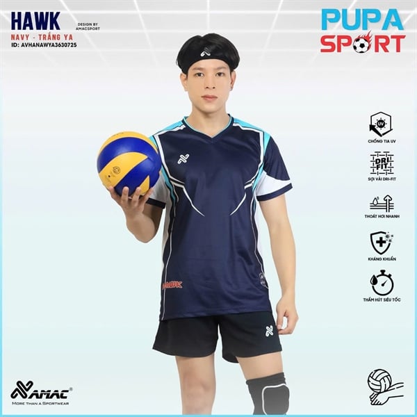 AMAC - BỘ BÓNG CHUYỀN - BC HAWK ( NAM ) - MÀU XANH NAVY