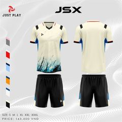 JP JSX - TRẮNG KEM - Bộ bóng đá óng đá không logo vải thun mè cao cấp